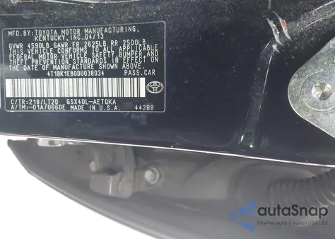 2013 Toyota Avalon Xle Touring z USA, uszkodzony, nr VIN 4T1BK1EB0DU038034